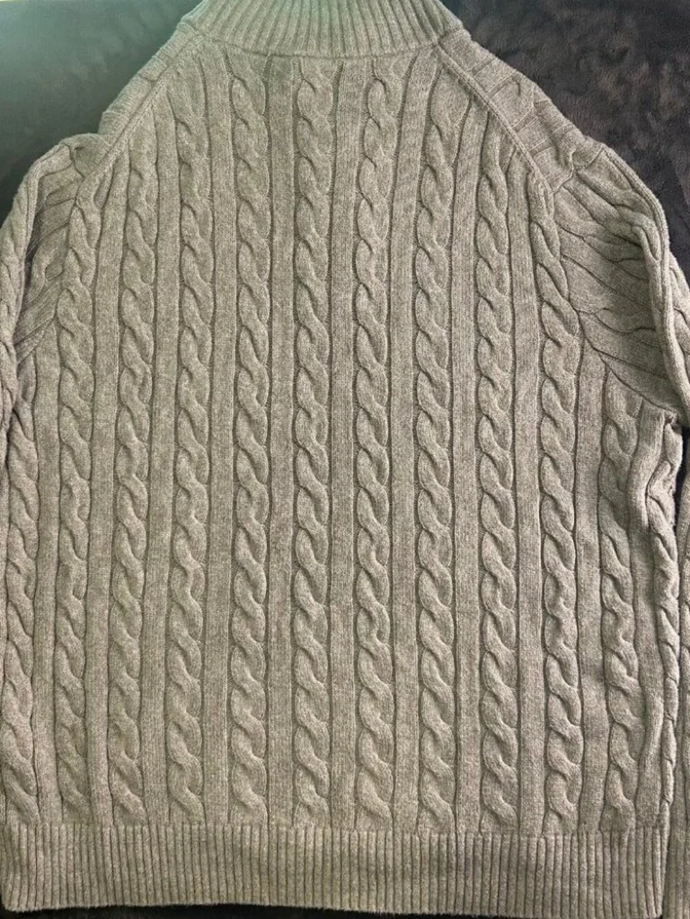 Polo Ralph Lauren Cable Knit Quarter Zip Sweater 2XLT Light Gray